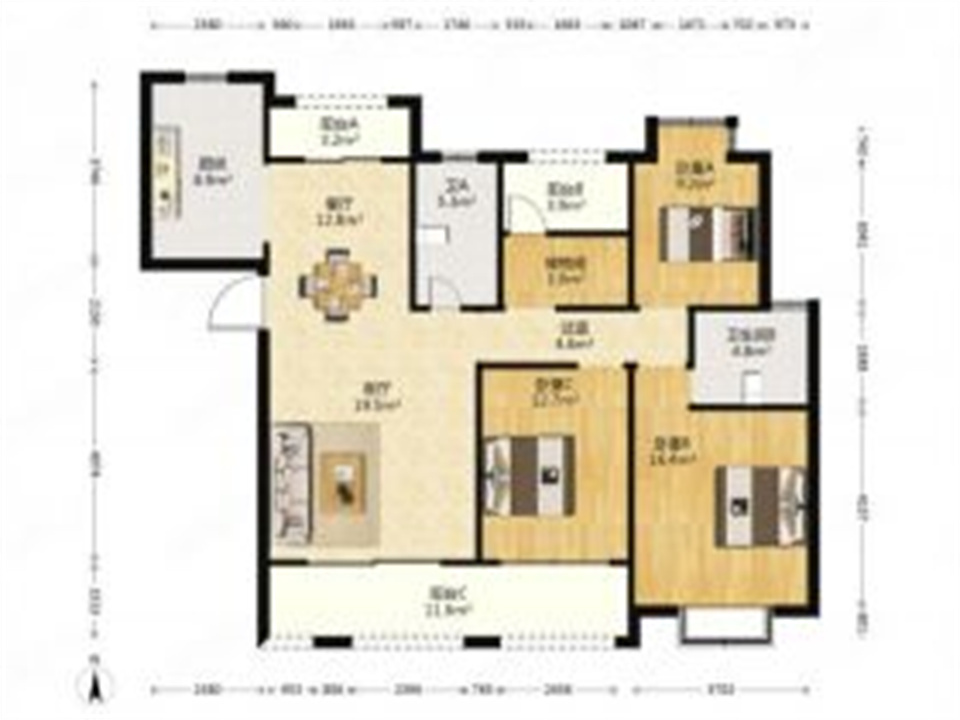 华强城 4室2厅2卫 146m&sup2;