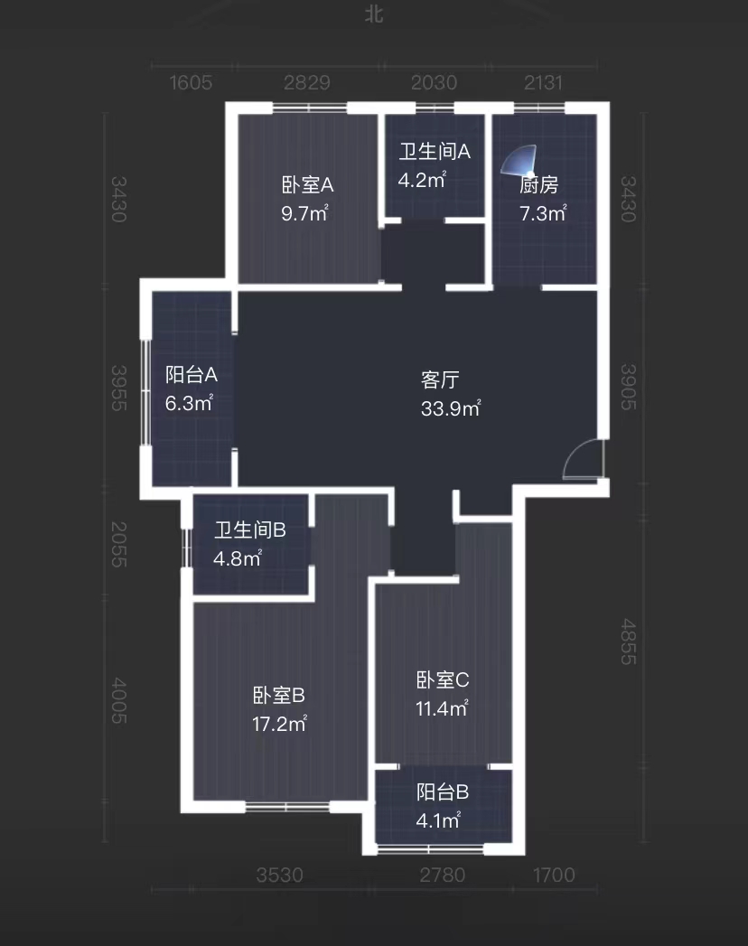 华山花苑六期 2室2厅1卫 90.25m&sup2;