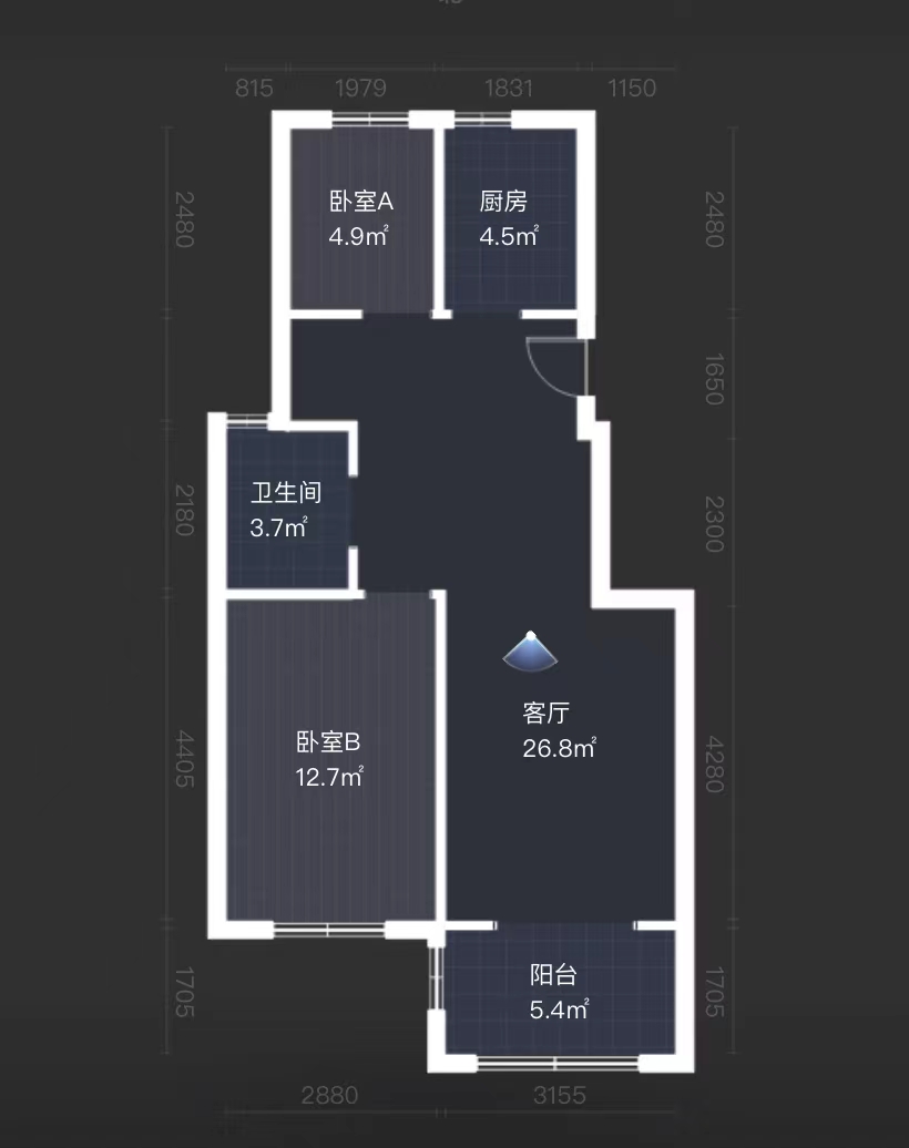 华山花苑六期 2室2厅1卫 73m&sup2;