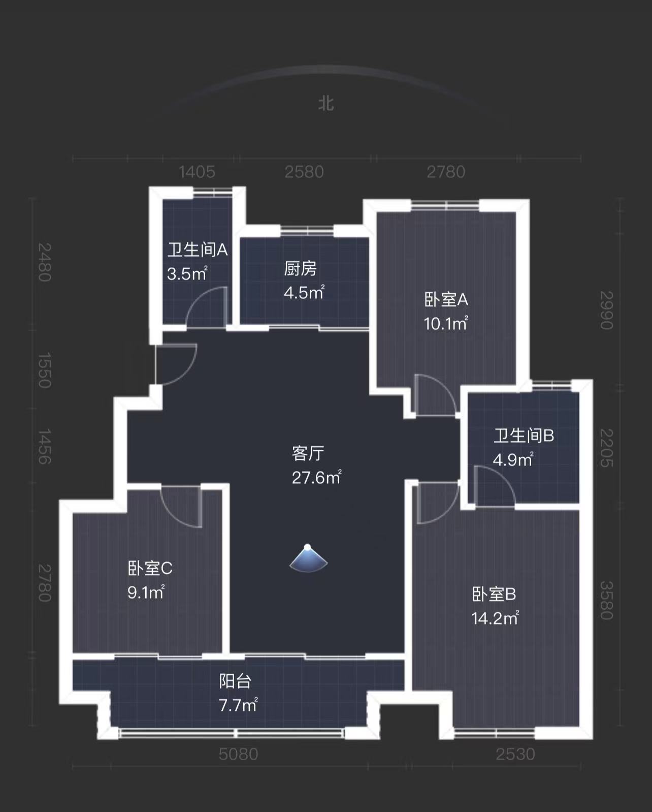 卓越华宸世纪025地块 3室2厅2卫 102m&sup2;