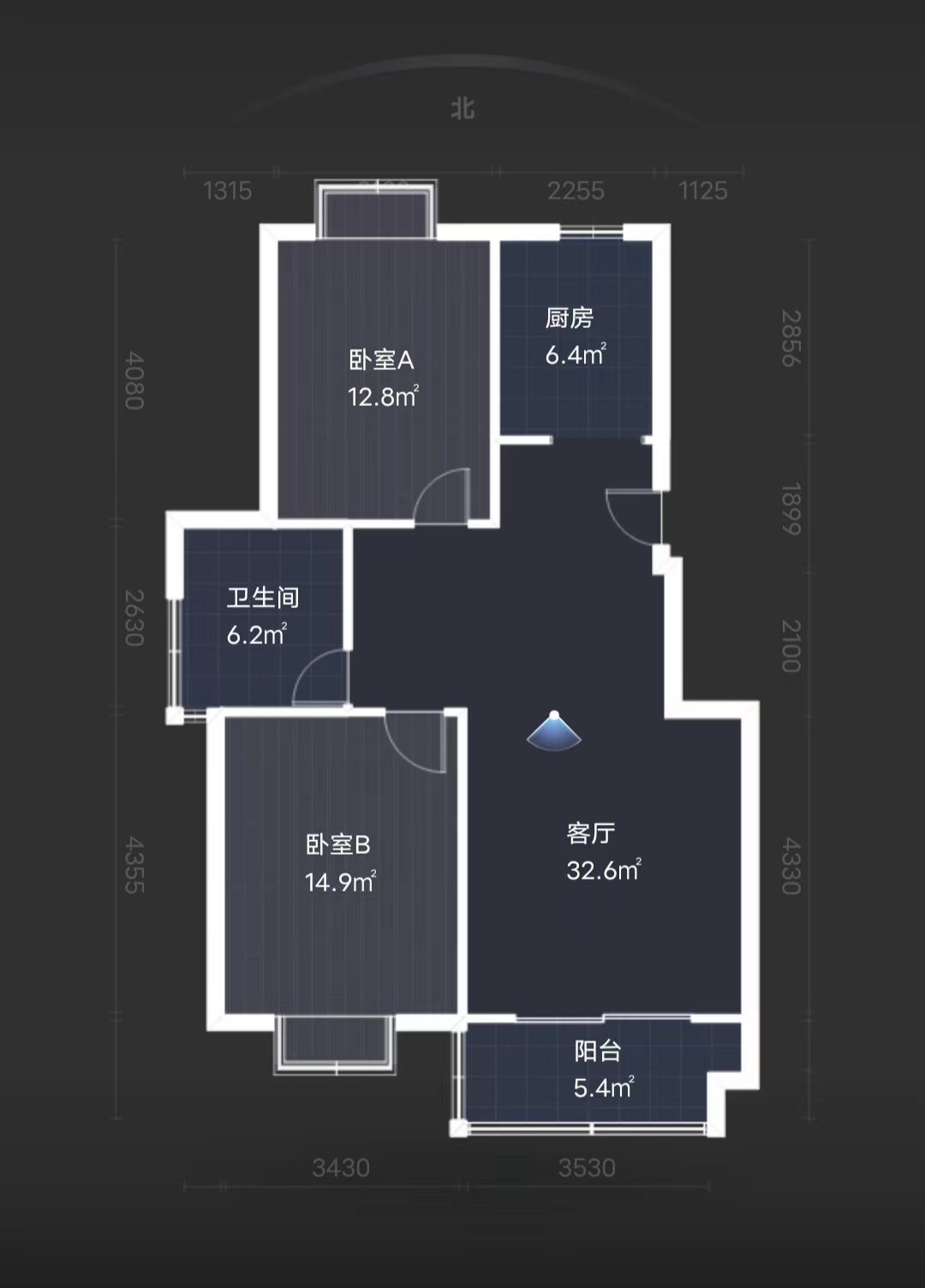 天霞苑 2室2厅1卫 96m²