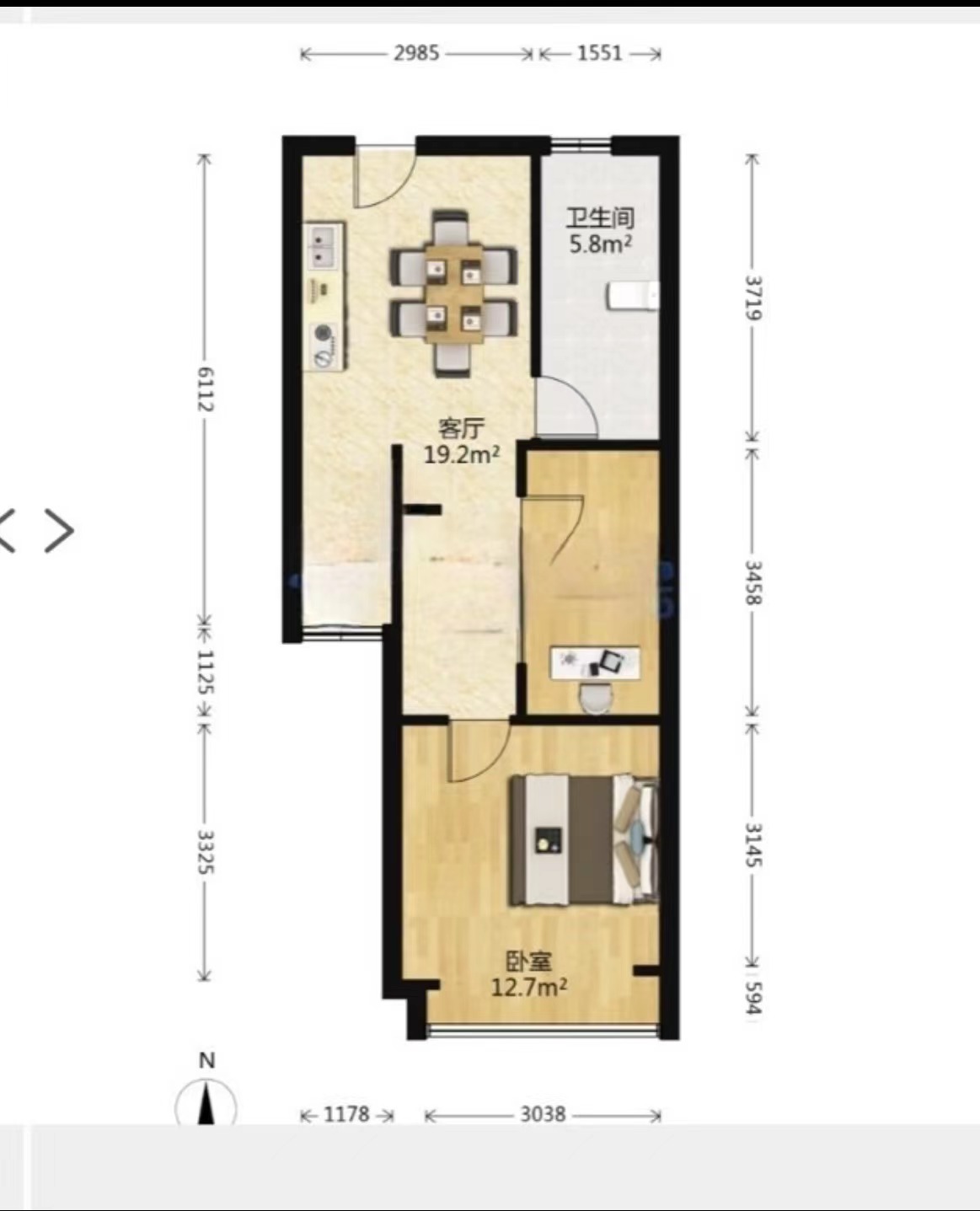 魅力城(崇川区) 2室1厅1卫 59.9m&sup2;