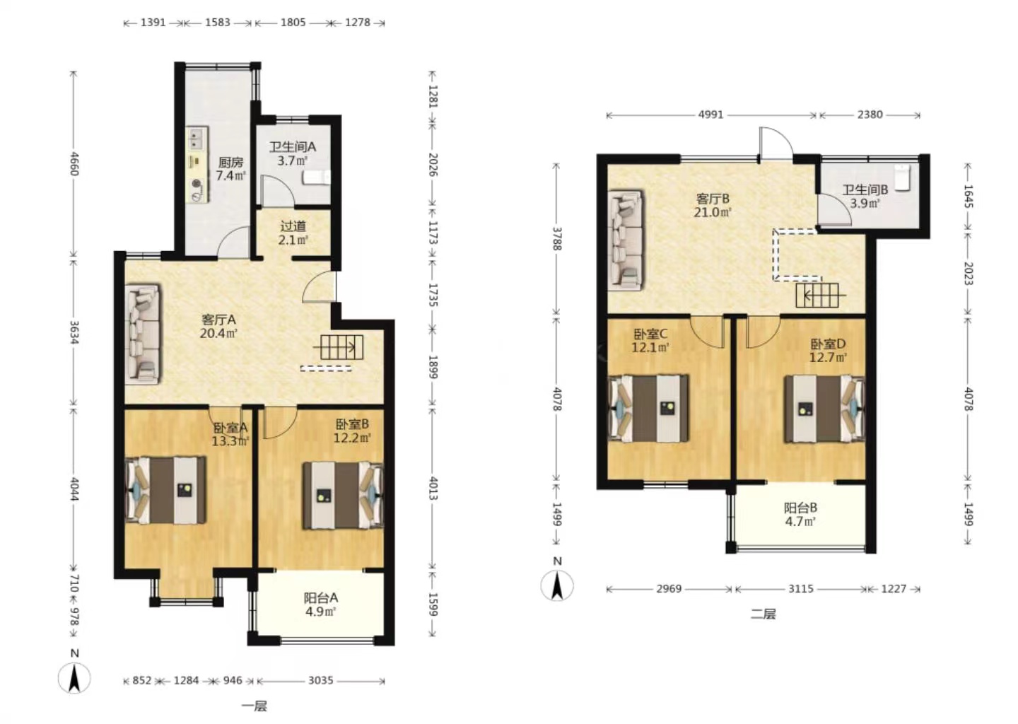 三里墩花苑四期 3室2厅2卫 80m&sup2;