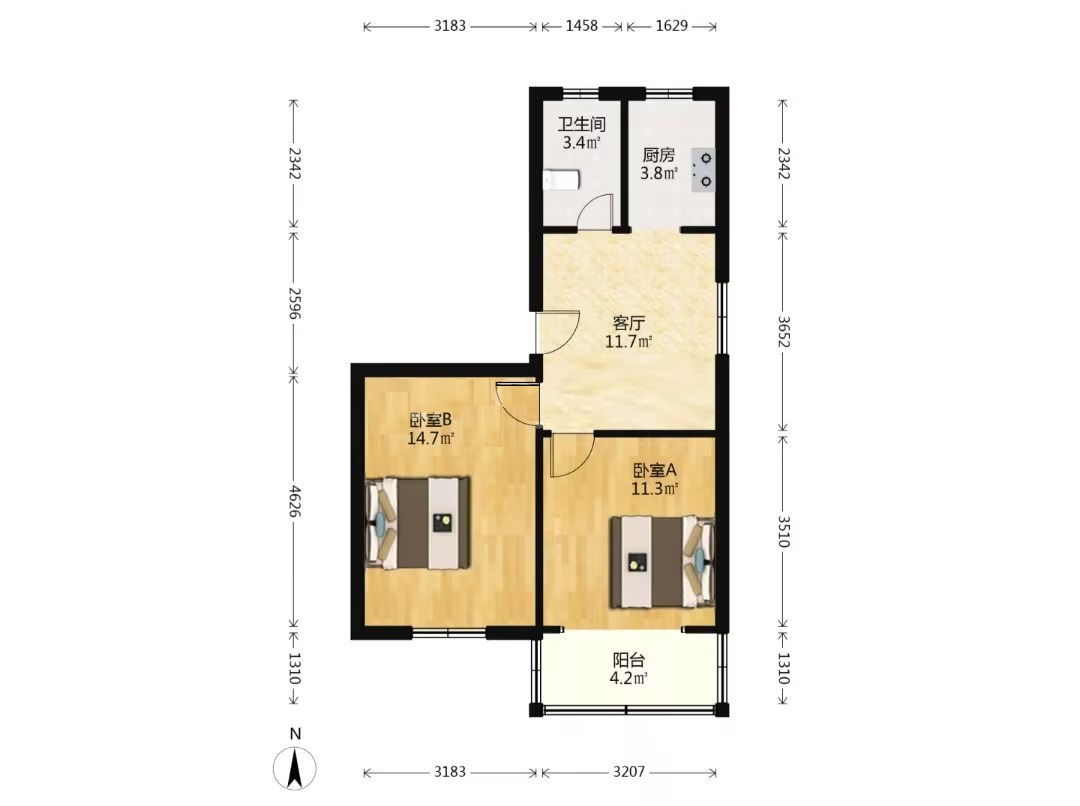 易家桥新村 2室1厅1卫 68m&sup2;