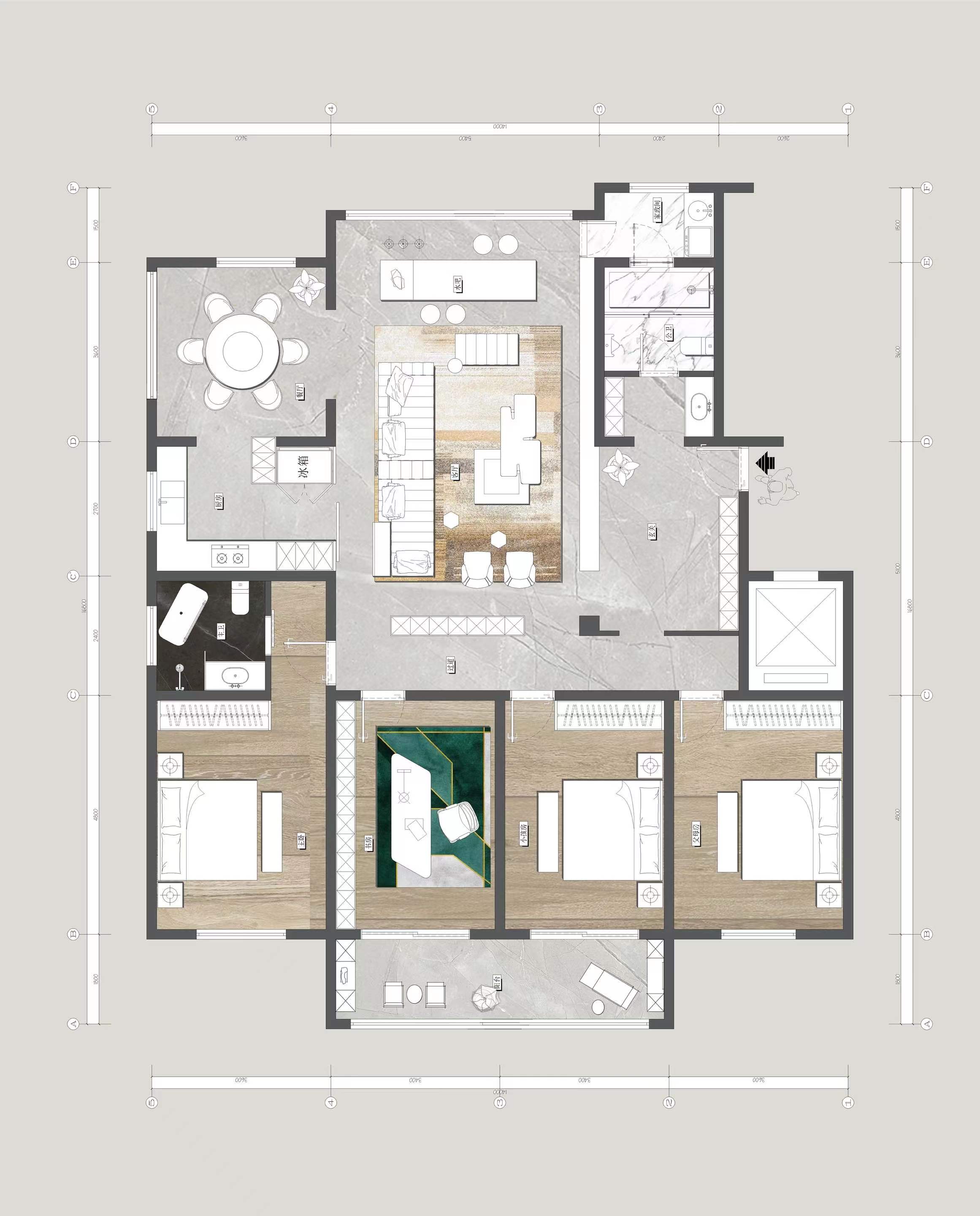 启秀花园 4室1厅2卫 212m&sup2;