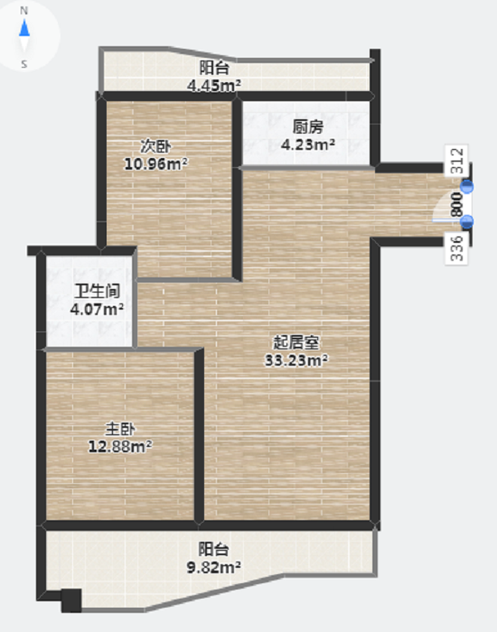 绿城玉兰公寓 2室1厅1卫 93m&sup2;