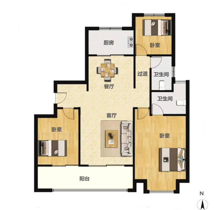 中海翠湖溪岸 4室2厅2卫 143.48m&sup2;