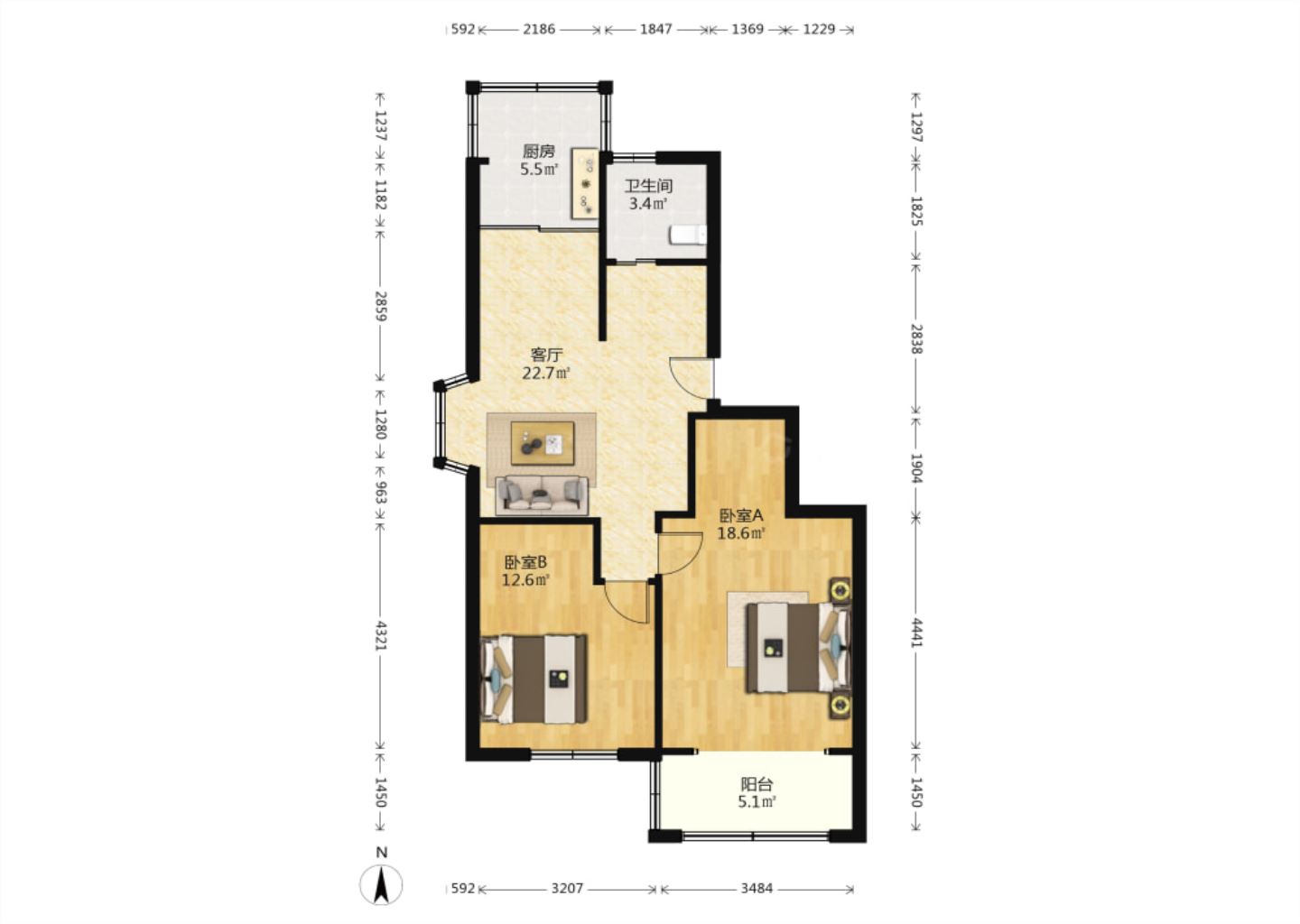 星景花园 2室1厅1卫 79m&sup2;