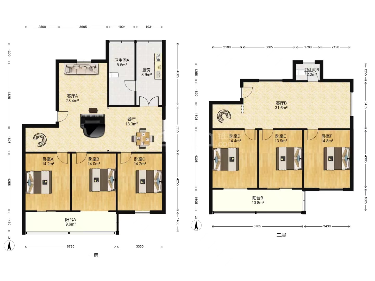 滨江花园 6室1厅2卫 210m&sup2;