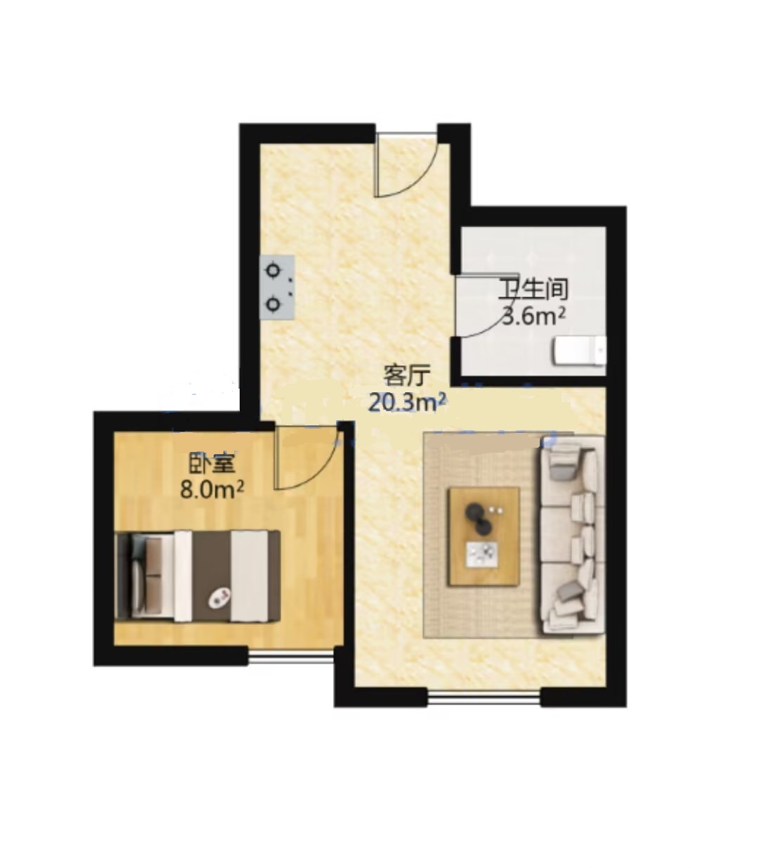 南辰濠郡 1室1厅1卫 62m&sup2;