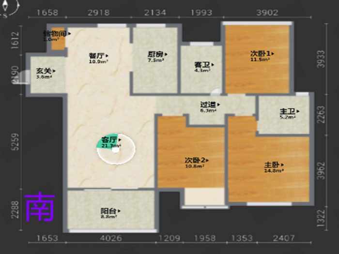 景瑞御府 3室2厅2卫 120.00m&sup2;