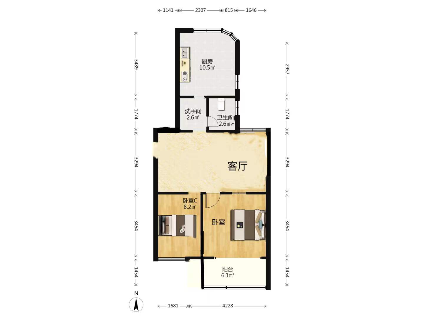 段家坝小园 2室1厅1卫 76m&sup2;