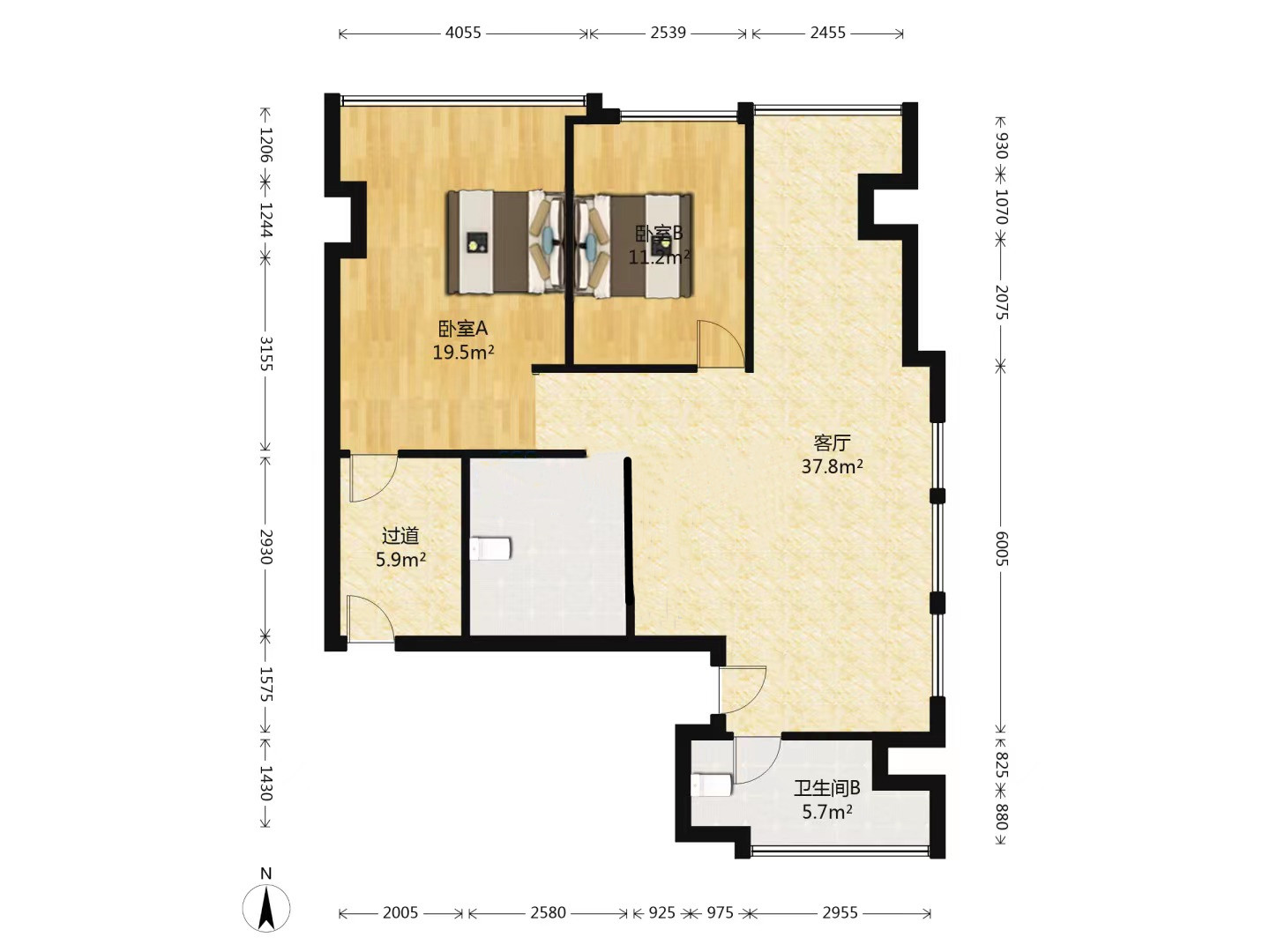 凤凰文化广场 2室2厅1卫 117m&sup2;