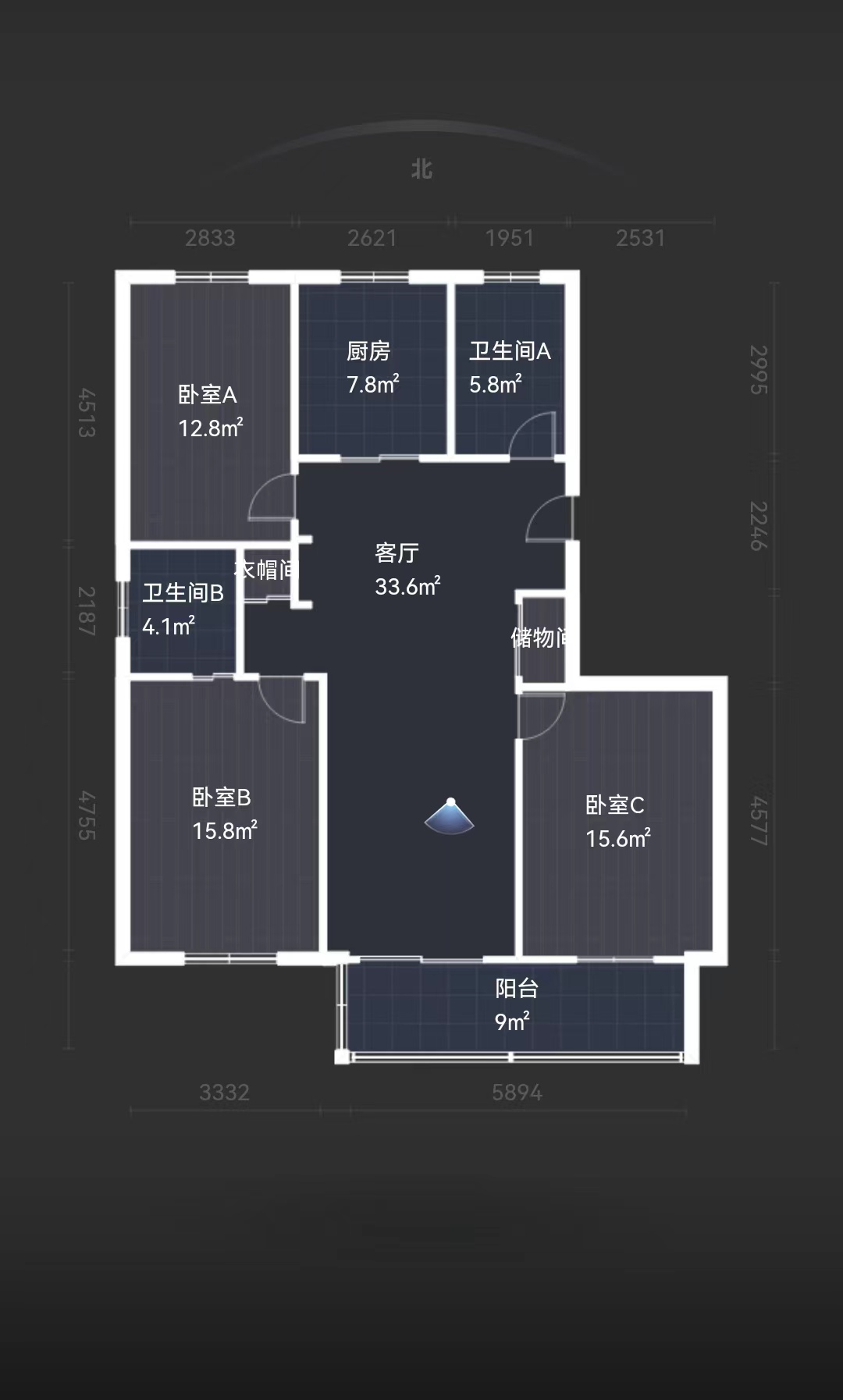 双霞花苑 3室2厅1卫 128m&sup2;