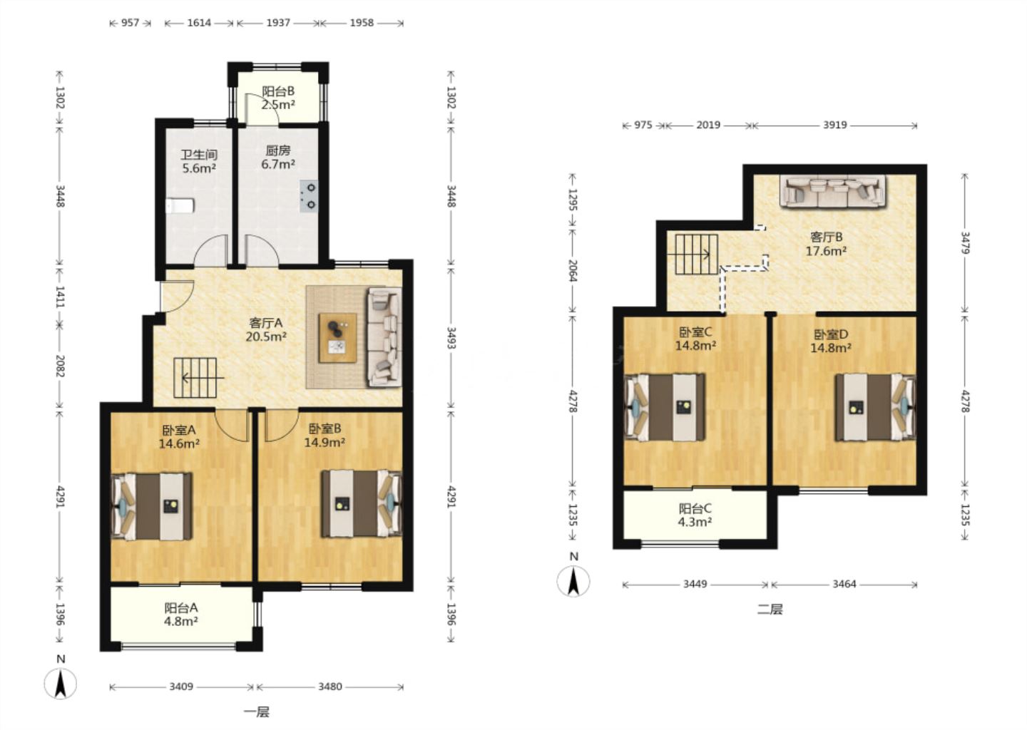 外滩花苑 4室2厅1卫 96m&sup2;