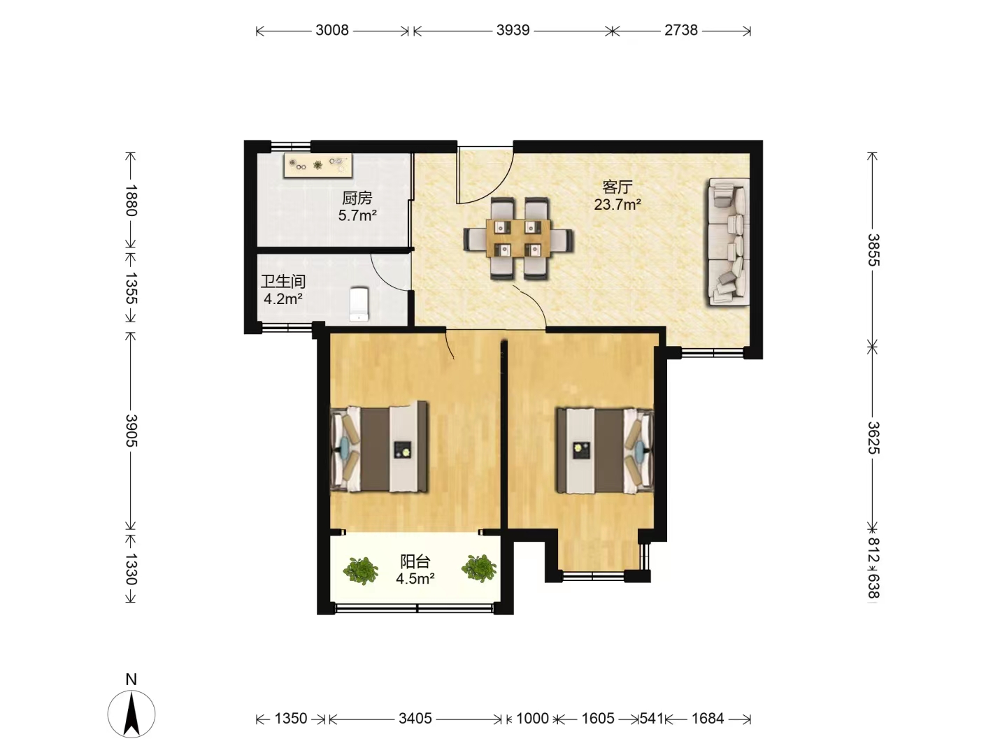融悦华庭 2室1厅1卫 85m&sup2;