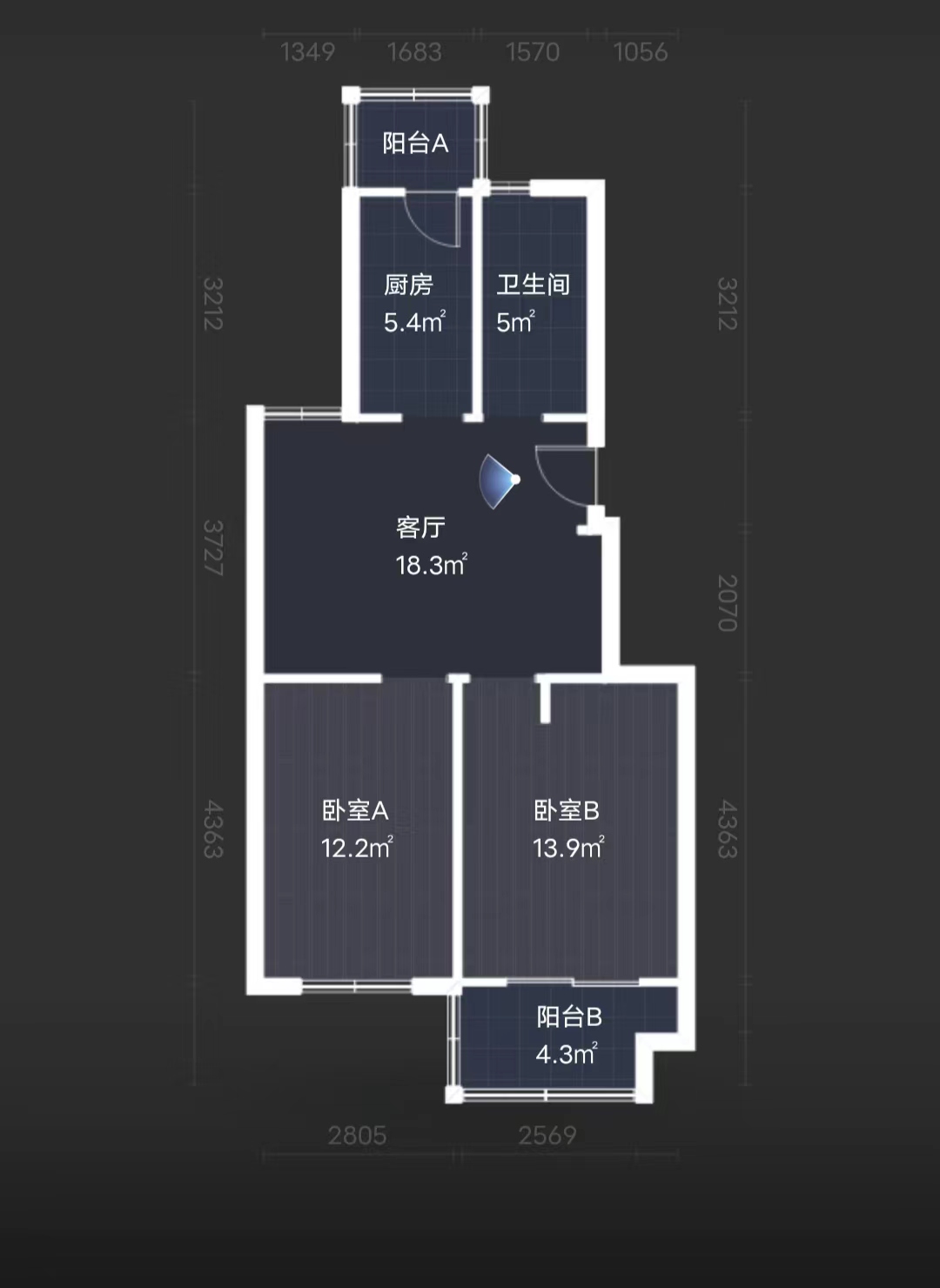 天香苑 2室2厅1卫 77.8m&sup2;