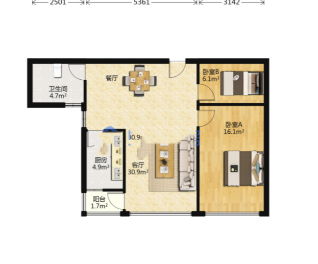 锦峰大厦 2室2厅1卫 86.06m&sup2;