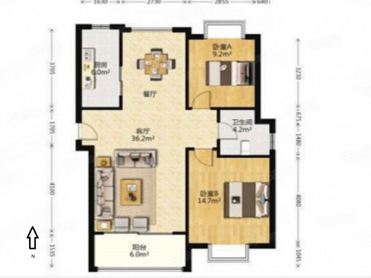 尚海湾 2室1厅1卫 95m&sup2;