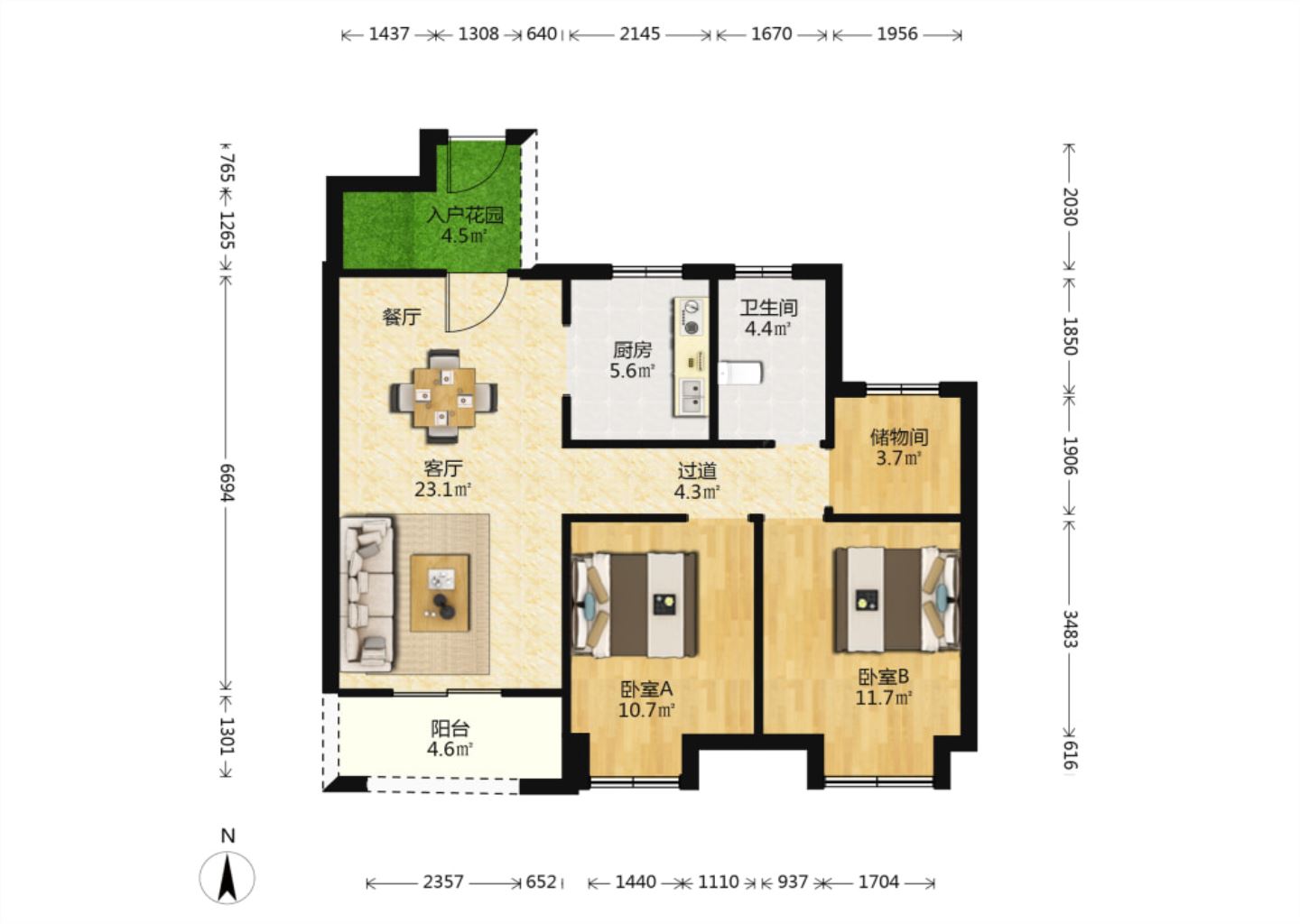 崇川星光域 3室2厅1卫 96m&sup2;