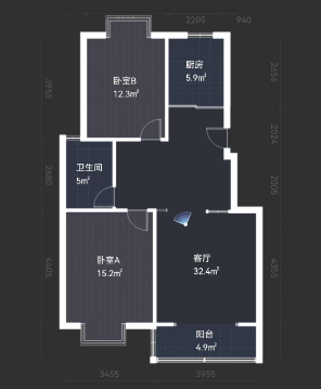 天晖苑 2室2厅1卫 108.00m&sup2;