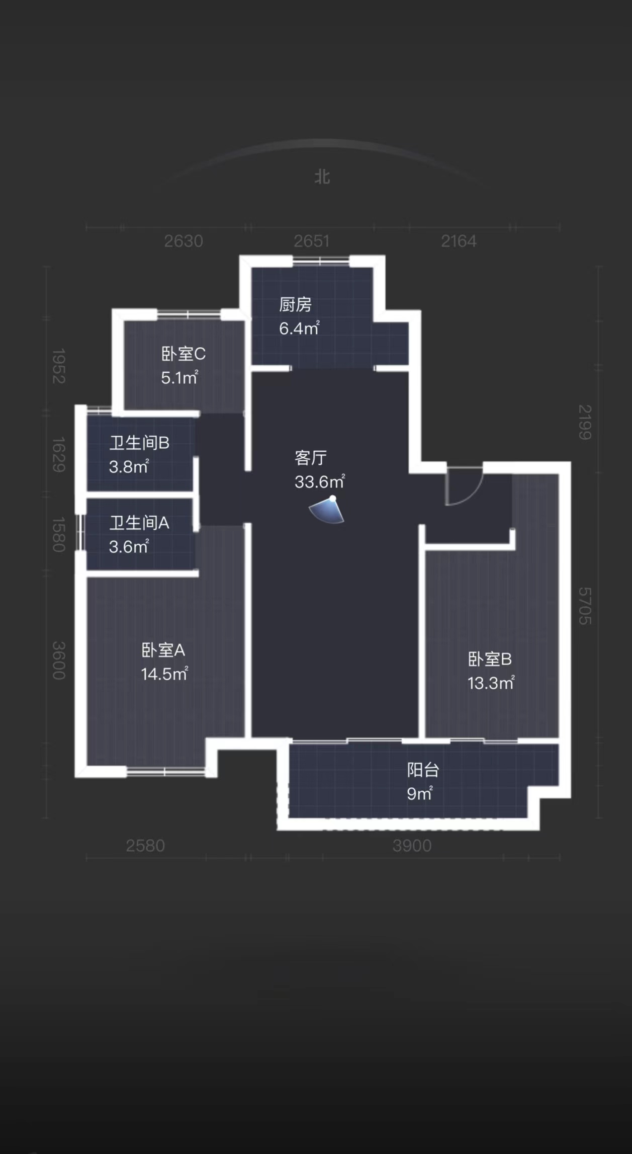 观澜台 3室2厅2卫 120m&sup2;
