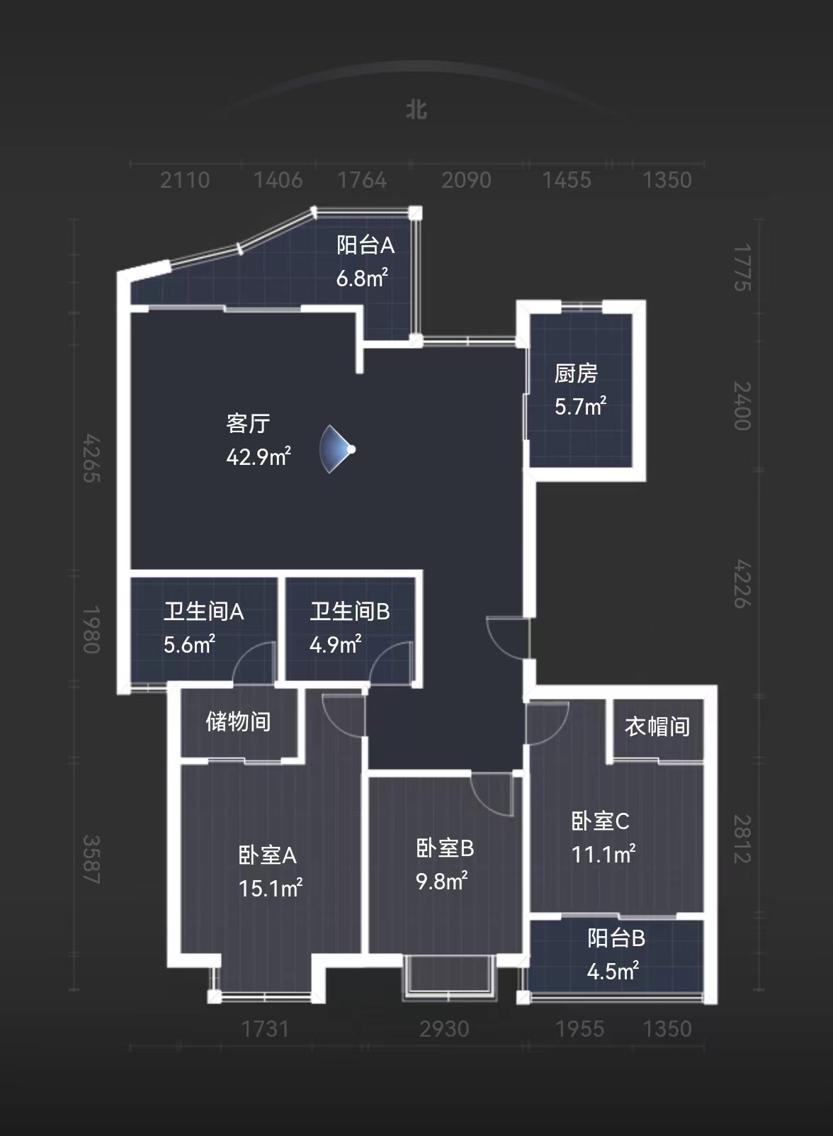 江海皇都私家花园 3室2厅2卫 137.25m&sup2;