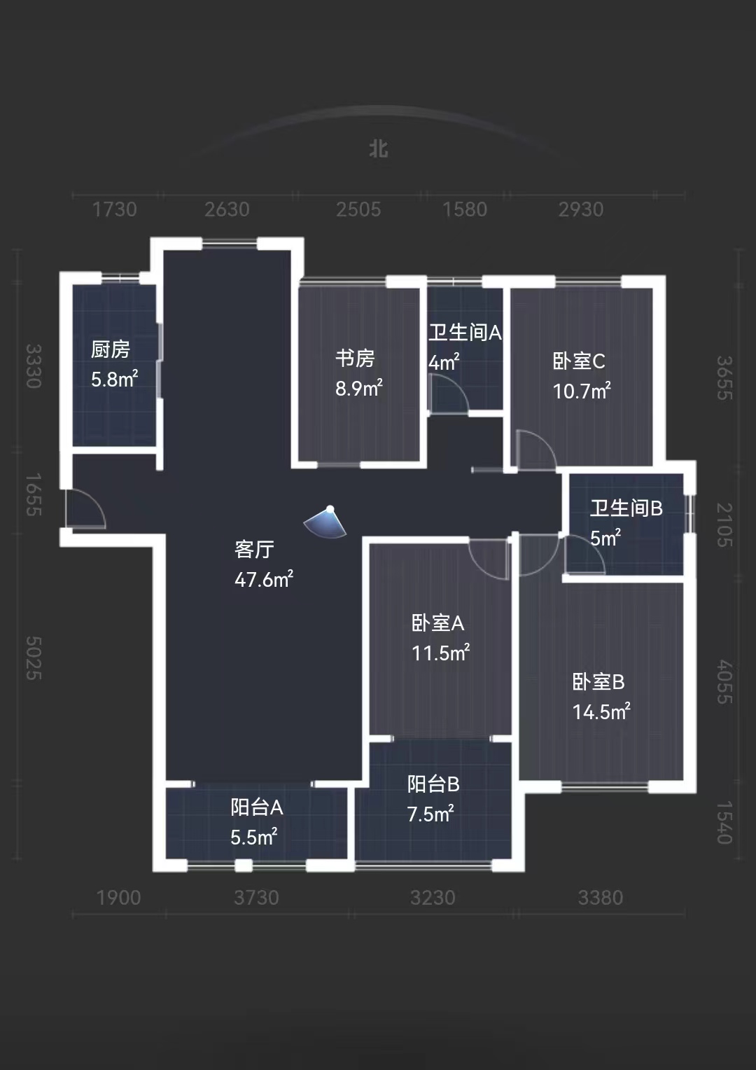 御景華庭 4室2厅2卫 165m&sup2;