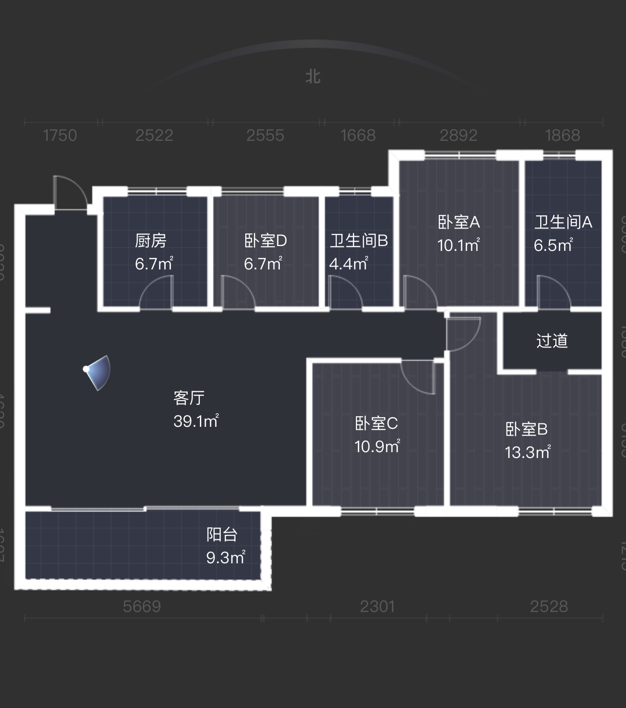 富力院士廷 4室2厅2卫 143.00m&sup2;