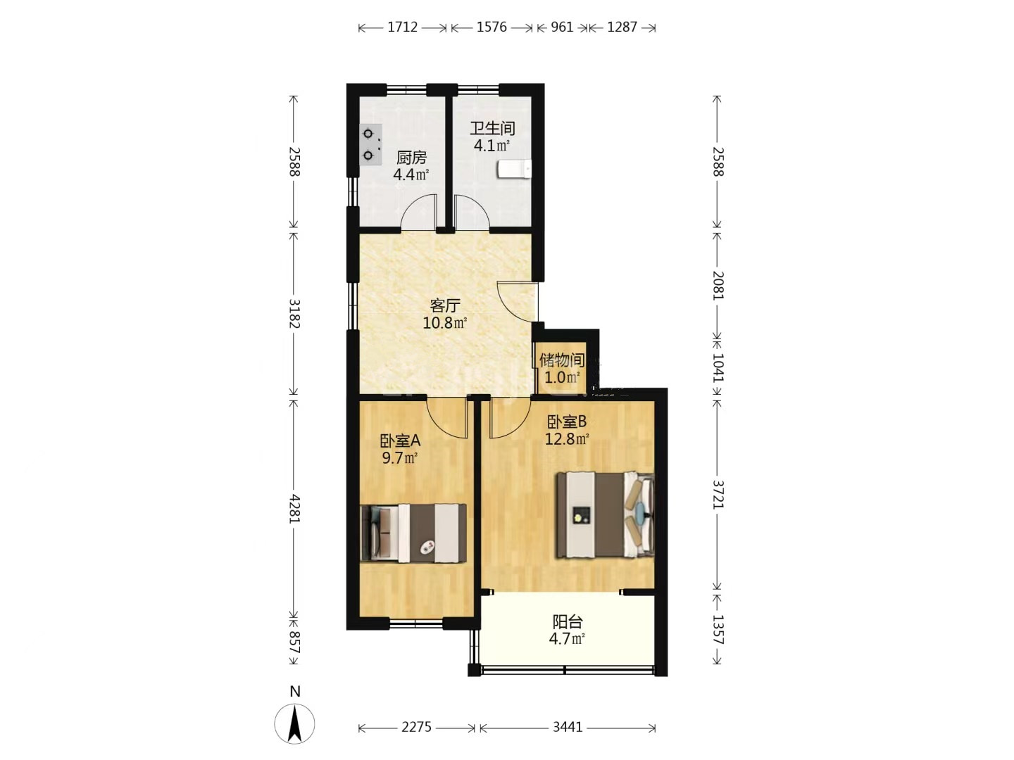 文峰新村 2室1厅1卫 60.2m&sup2;