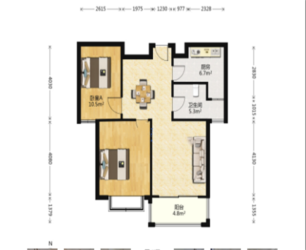 优山美地花园南区 2室2厅1卫 84m&sup2;