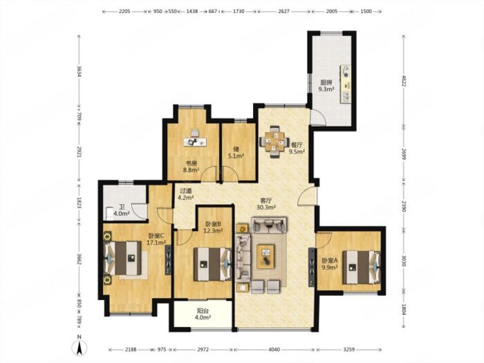 万达华府 1室0厅0卫 141.00m&sup2;