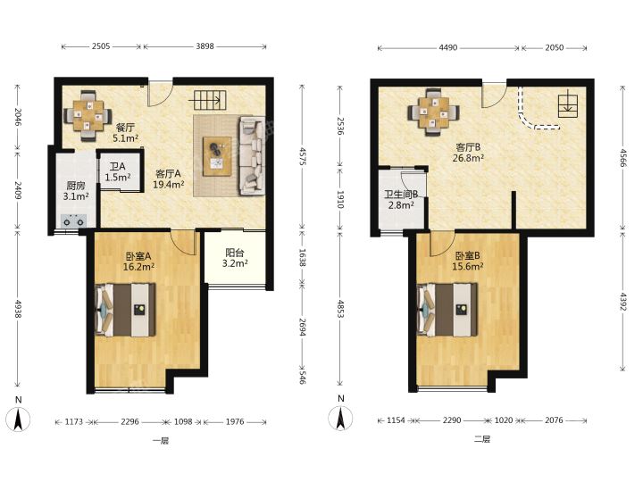 长航地中海花园 2室1厅1卫 72m&sup2;