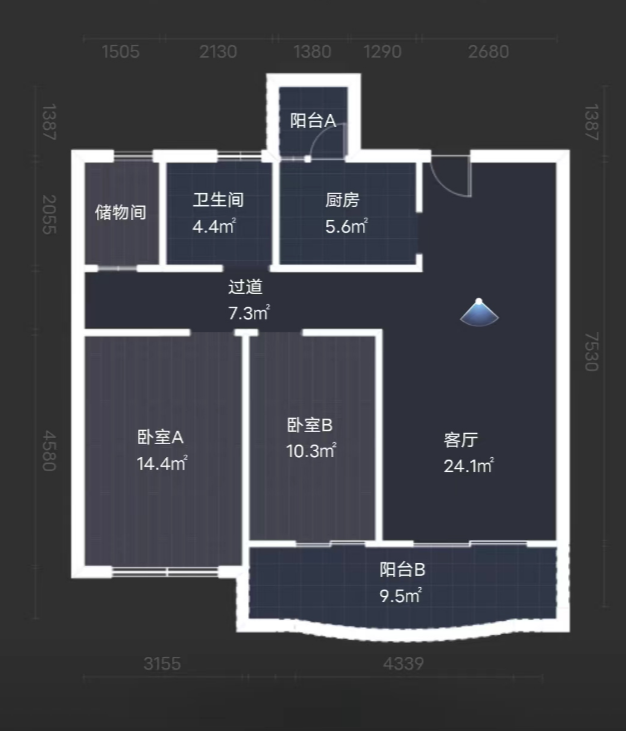 湖滨华庭 3室2厅1卫 98.5m&sup2;