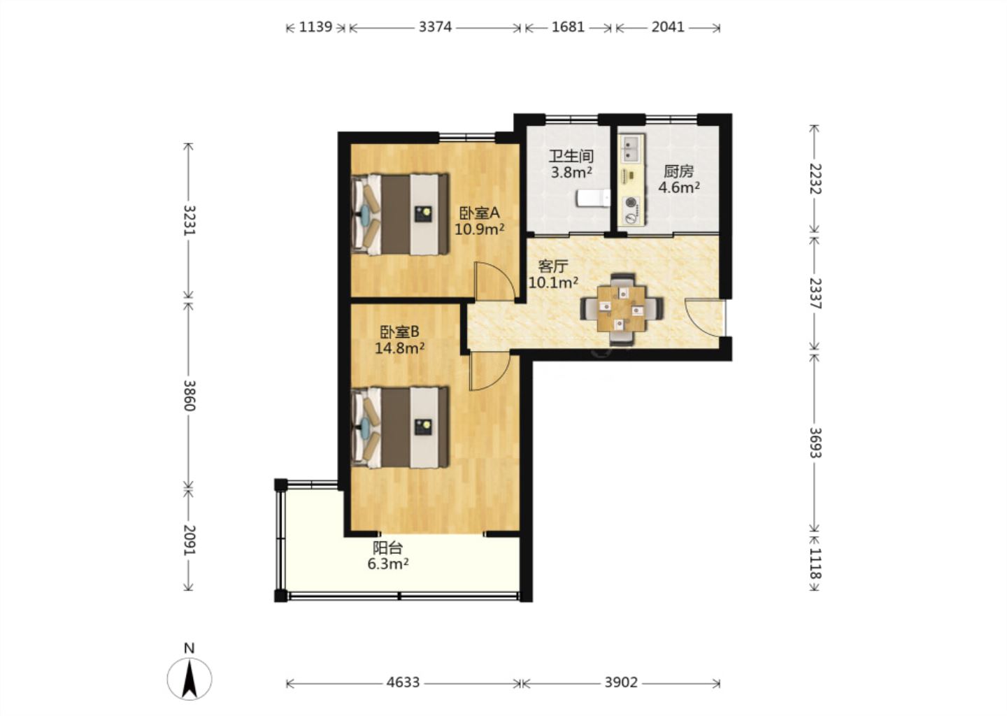 城南新村(崇川区) 1室1厅1卫 59m&sup2;