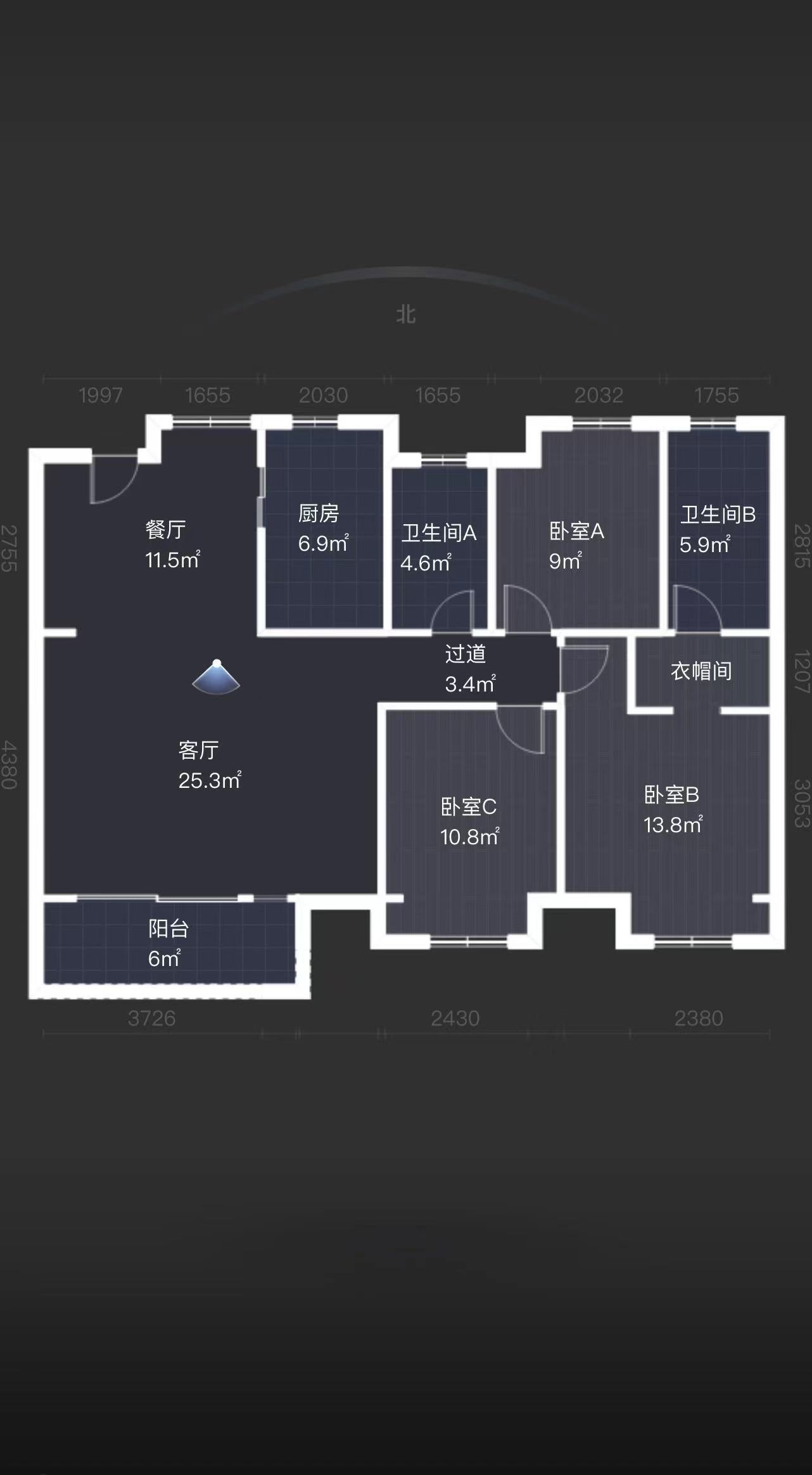 富力院士廷 3室2厅2卫 128m&sup2;