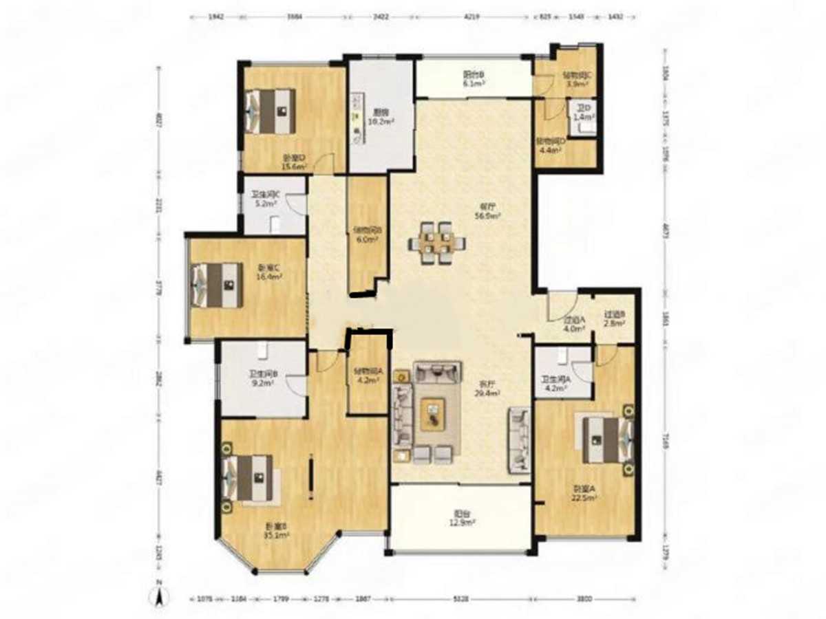 万濠华府 4室2厅3卫 294m&sup2;