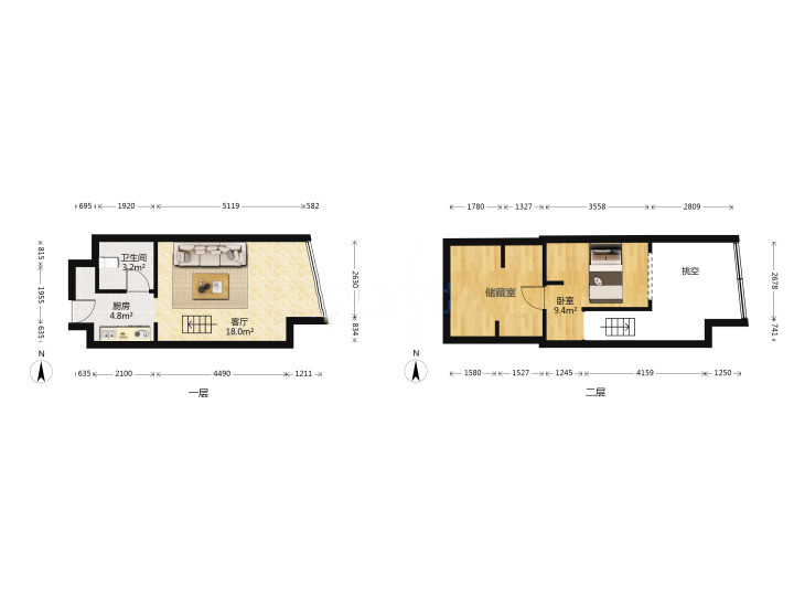 中南世纪城北区 1室1厅1卫 44.85m&sup2;