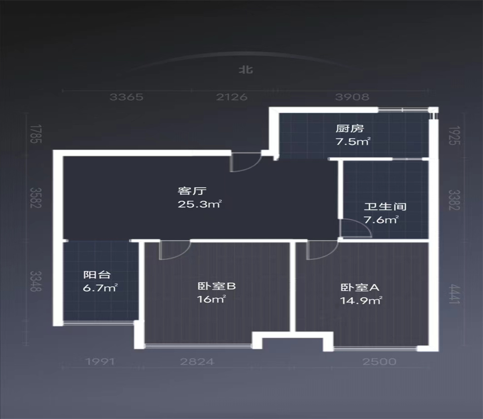 未来锦城 2室2厅1卫 90m&sup2;