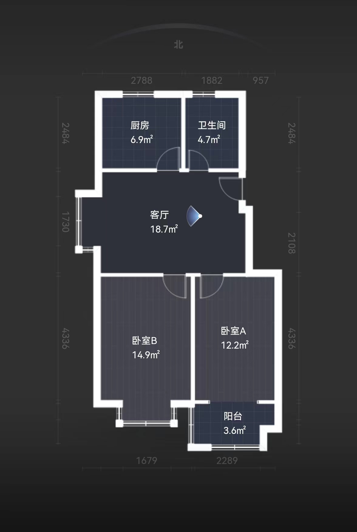 金霞北苑 2室1厅1卫 80.00m&sup2;