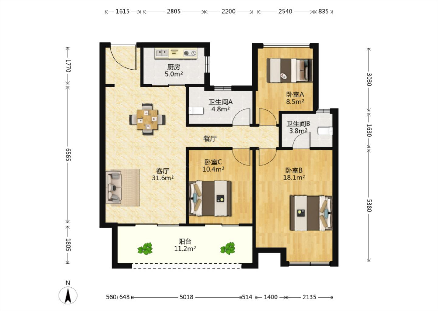海上传奇 3室2厅2卫 115m&sup2;