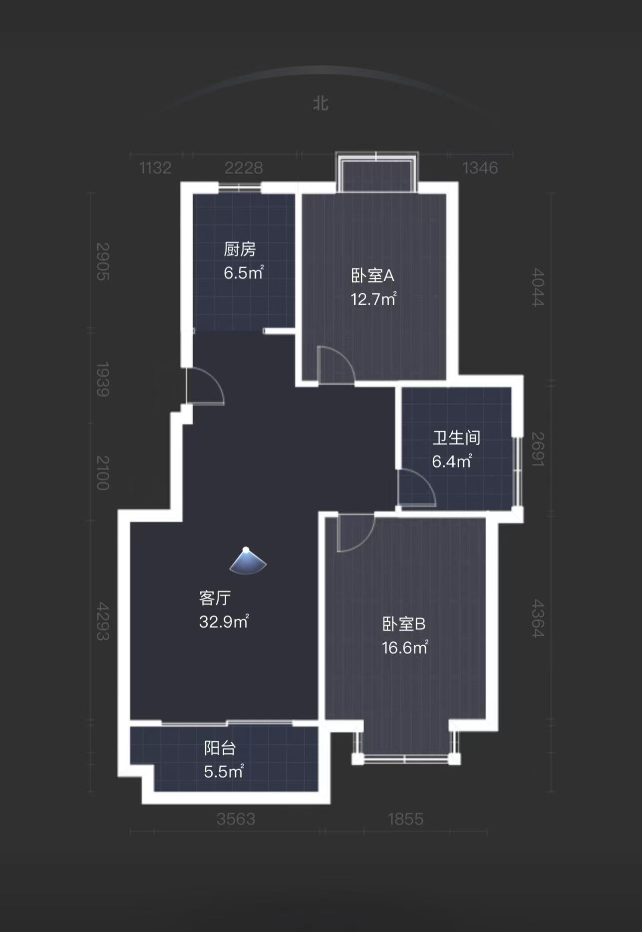 天晖苑 2室2厅1卫 98m&sup2;