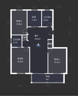 双霞花苑 3室2厅2卫 130m&sup2;