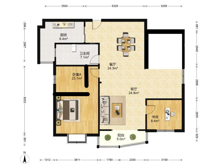 华辰大厦 1室1厅1卫 150m&sup2;