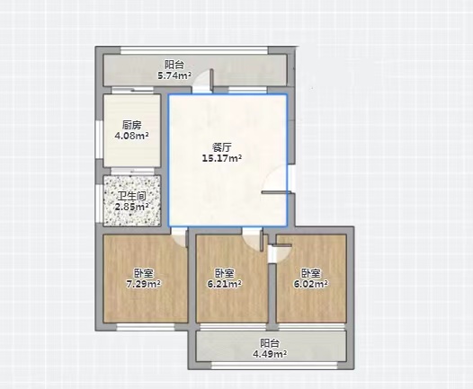 北濠桥东村 3室1厅1卫 98.78m&sup2;