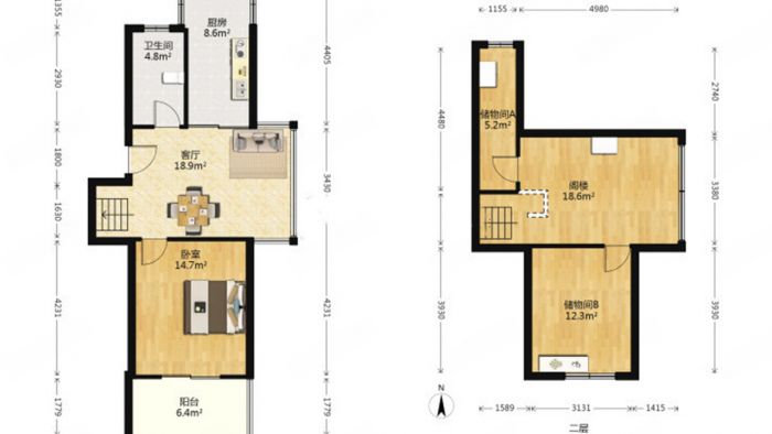 春天花园 1室1厅1卫 56m&sup2;