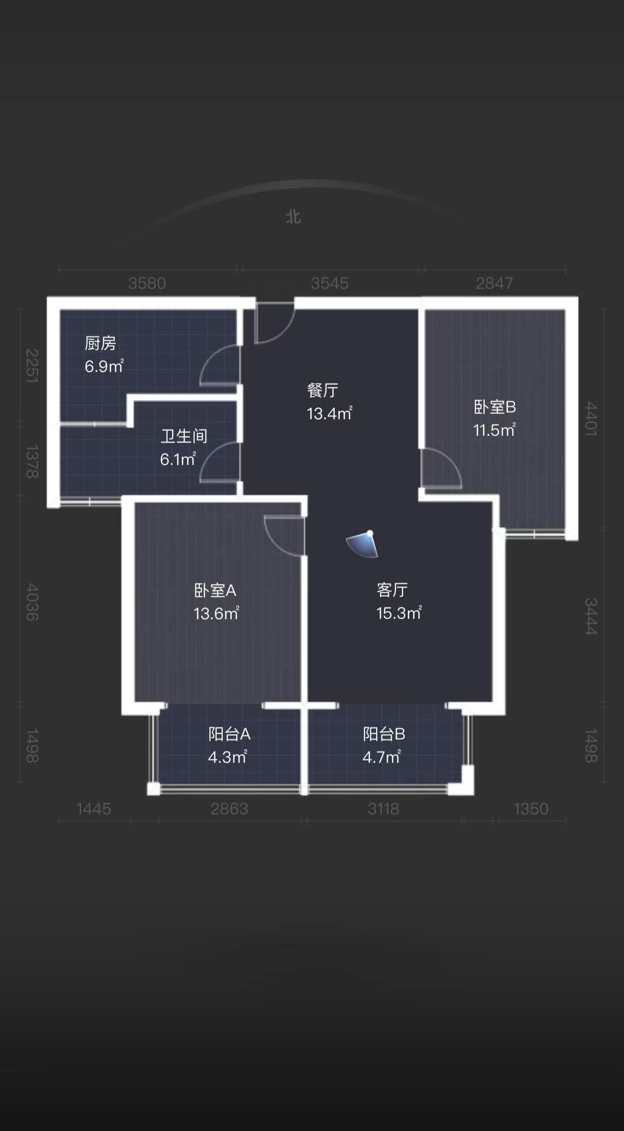 大唐金城 3室2厅1卫 99.00m&sup2;