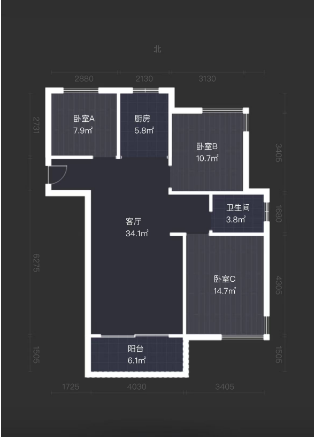 盛鑫&middot;城东雅苑 3室2厅1卫 107m&sup2;