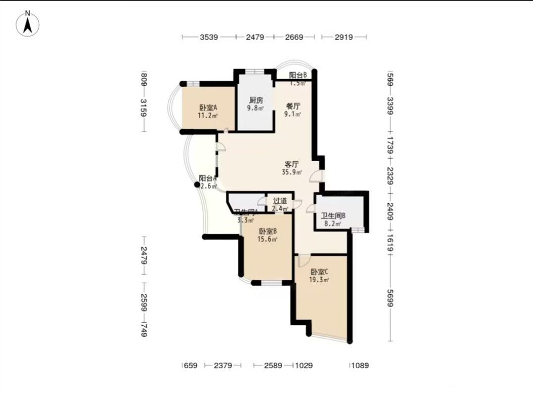 绿城玉兰公寓 3室2厅2卫 164.00m&sup2;