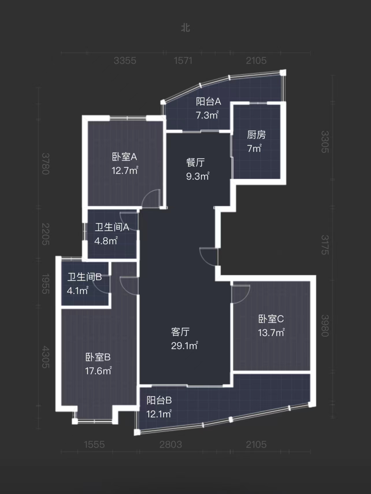 江海皇都私家花园 3室2厅2卫 147m&sup2;